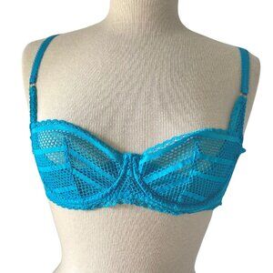 Sexy Agent Provocateur Balconette Crochet Turquoise Bra 36 C